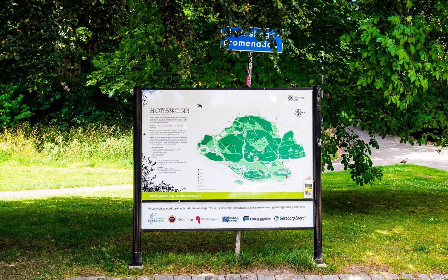 Det finns ett par informationstavlor i parken, men skyltningen behöver bli bättre, tycker Cecilia Dalman Eek. Bild: Olof Ohlsson