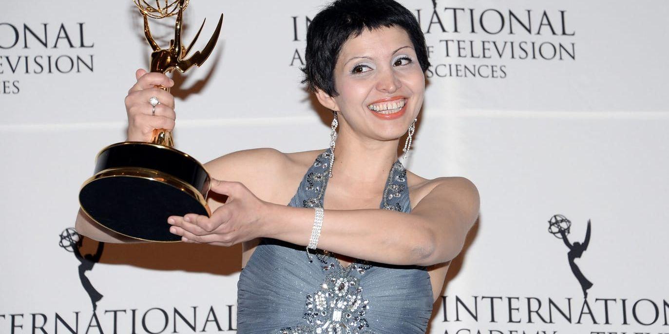 Regissören Maryam Ebrahimi tog hem pris vid årets Tempo dokumentärfestival. På bilden syns hon med den Emmy hon vann 2014. Arkivbild.