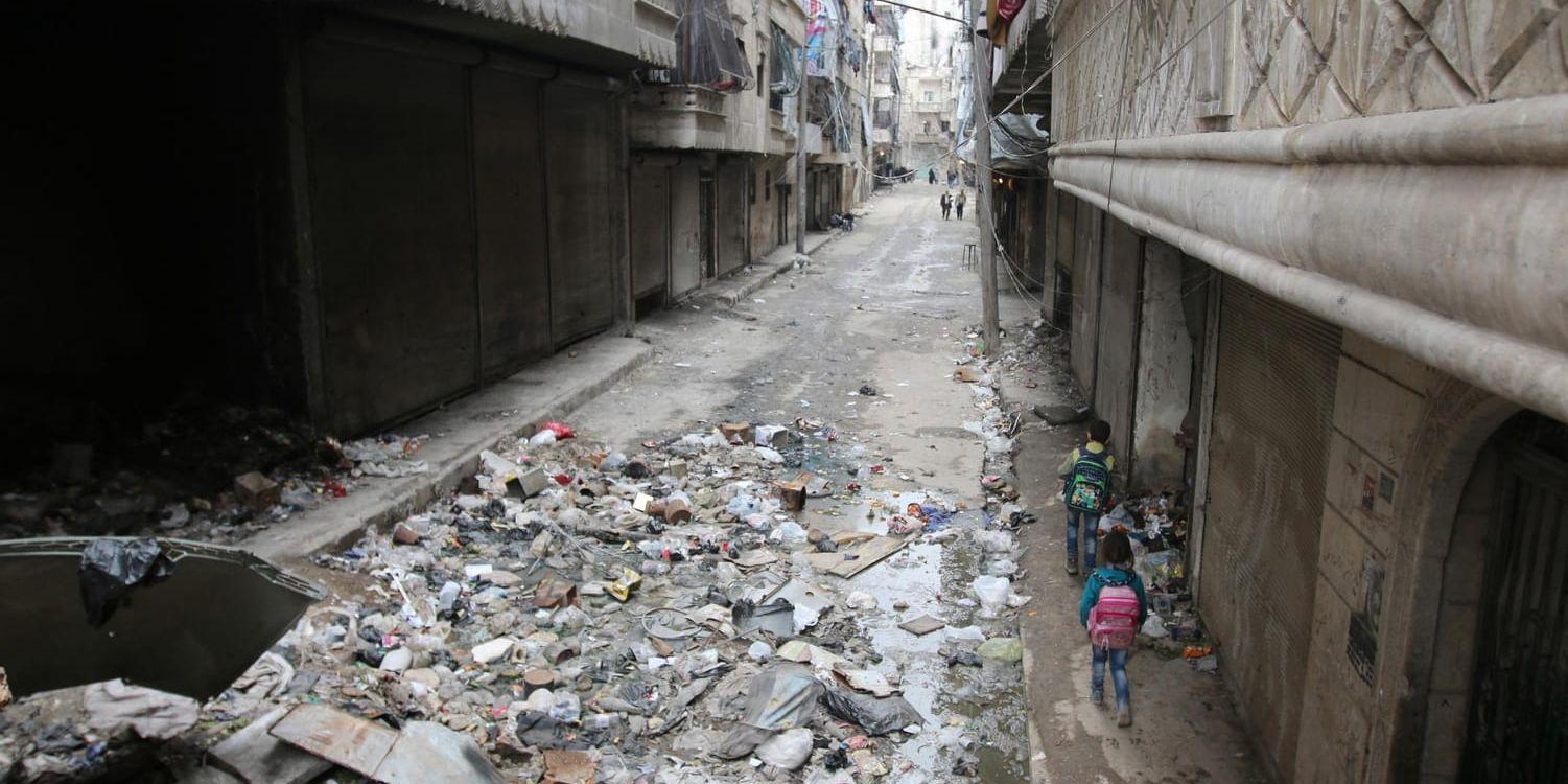 Barn i Aleppo i Syrien. Arkivbild.