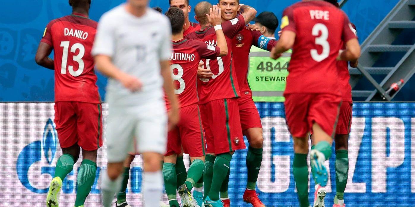 Cristiano Ronaldo firar efter sitt straffmål mot Nya Zeeland i Confederations Cup.