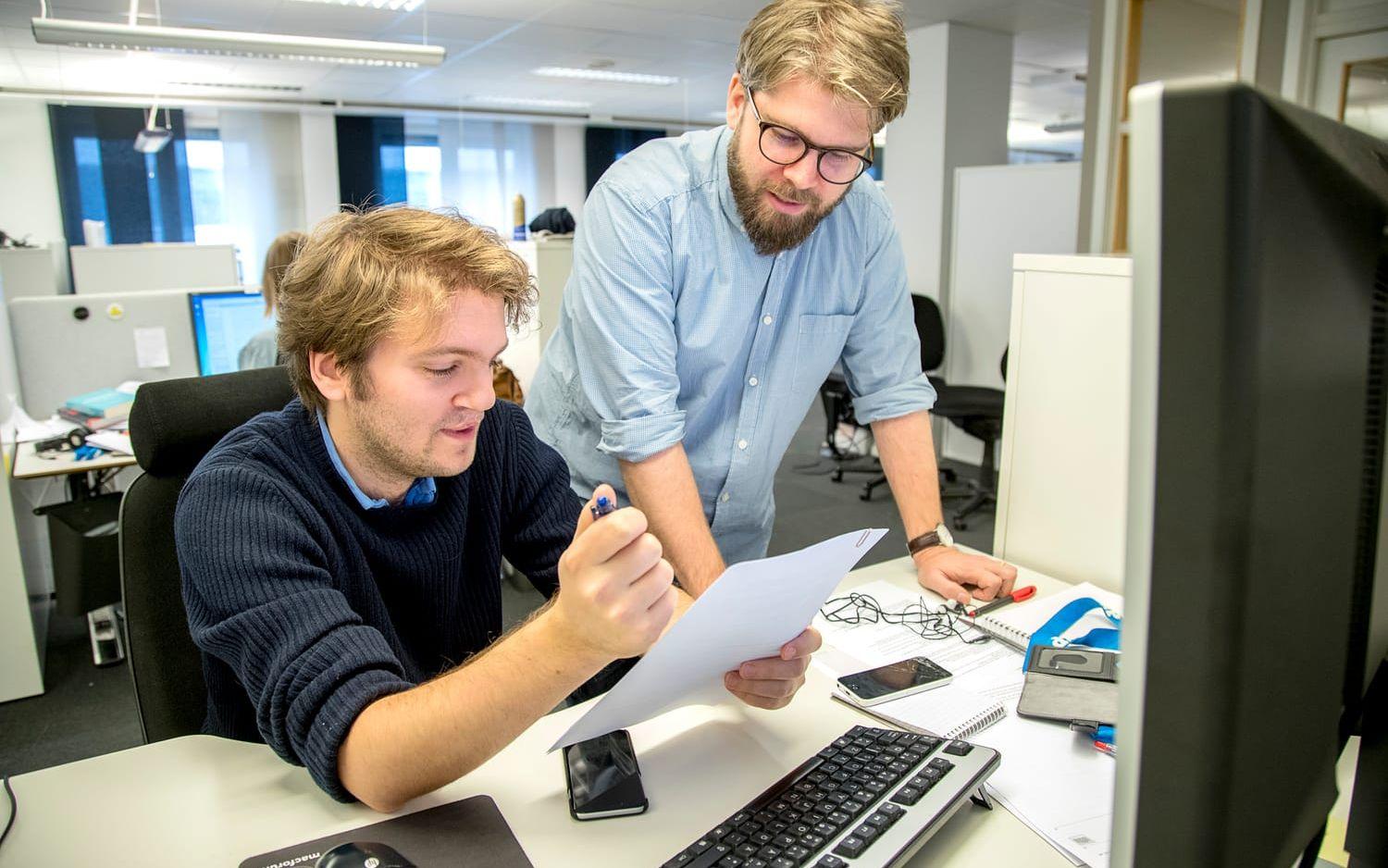 GP:s reporter Alexander Piauger och redaktören Andreas Nordh är en del av tidnings nya satsning på mer ekonomijournalistik. Foto: Anders Ylander