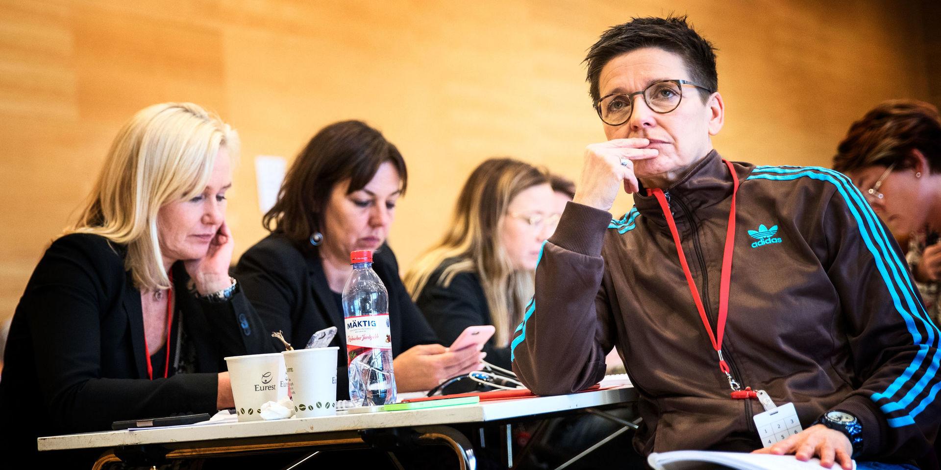 Anna Johansson och Ann-Sofie Hermansson på Socialdemokraternas distriktskongress i Göteborg 2017.