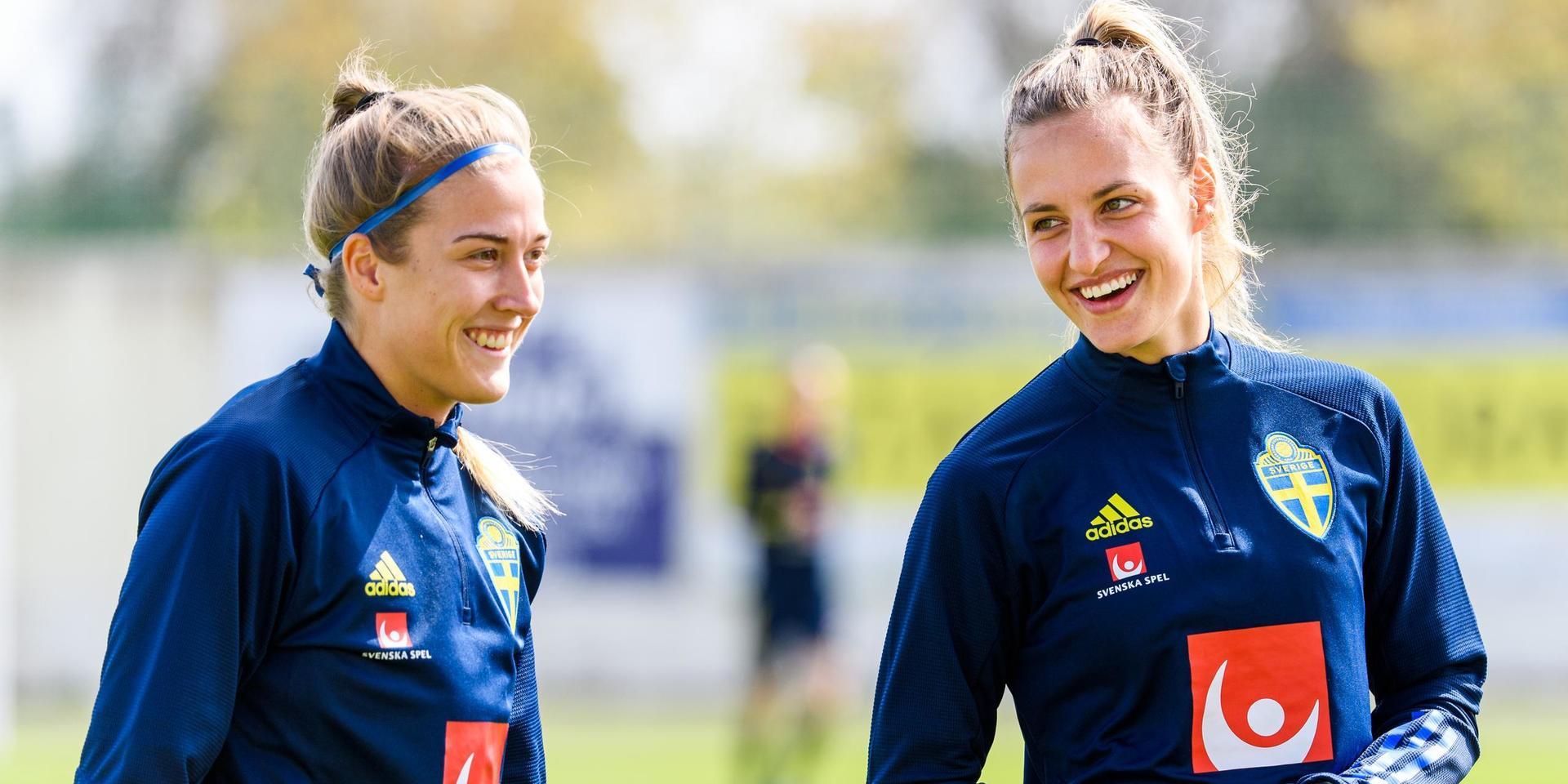 I mars i år fick Filippa Angeldahl och Nathalie Björn dra på sig damlandslagets tröja tillsammans. 