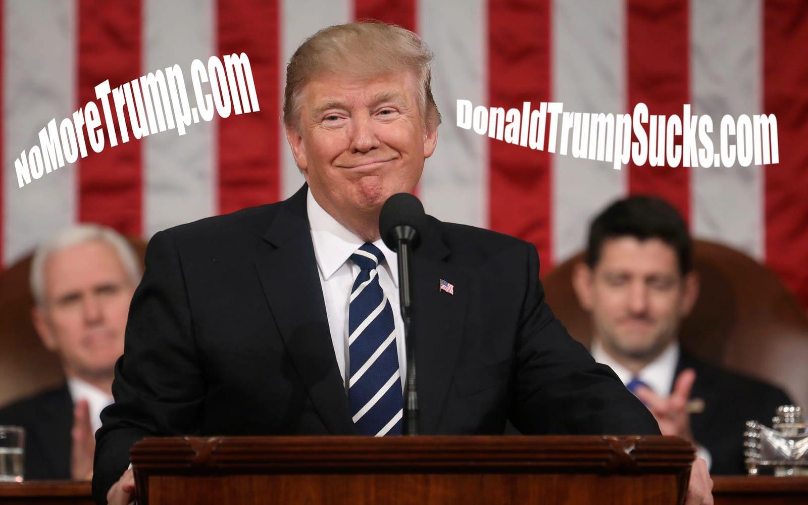 DonaldTrumpSucks.com är en av många hemsidor som USA:s president äger.
