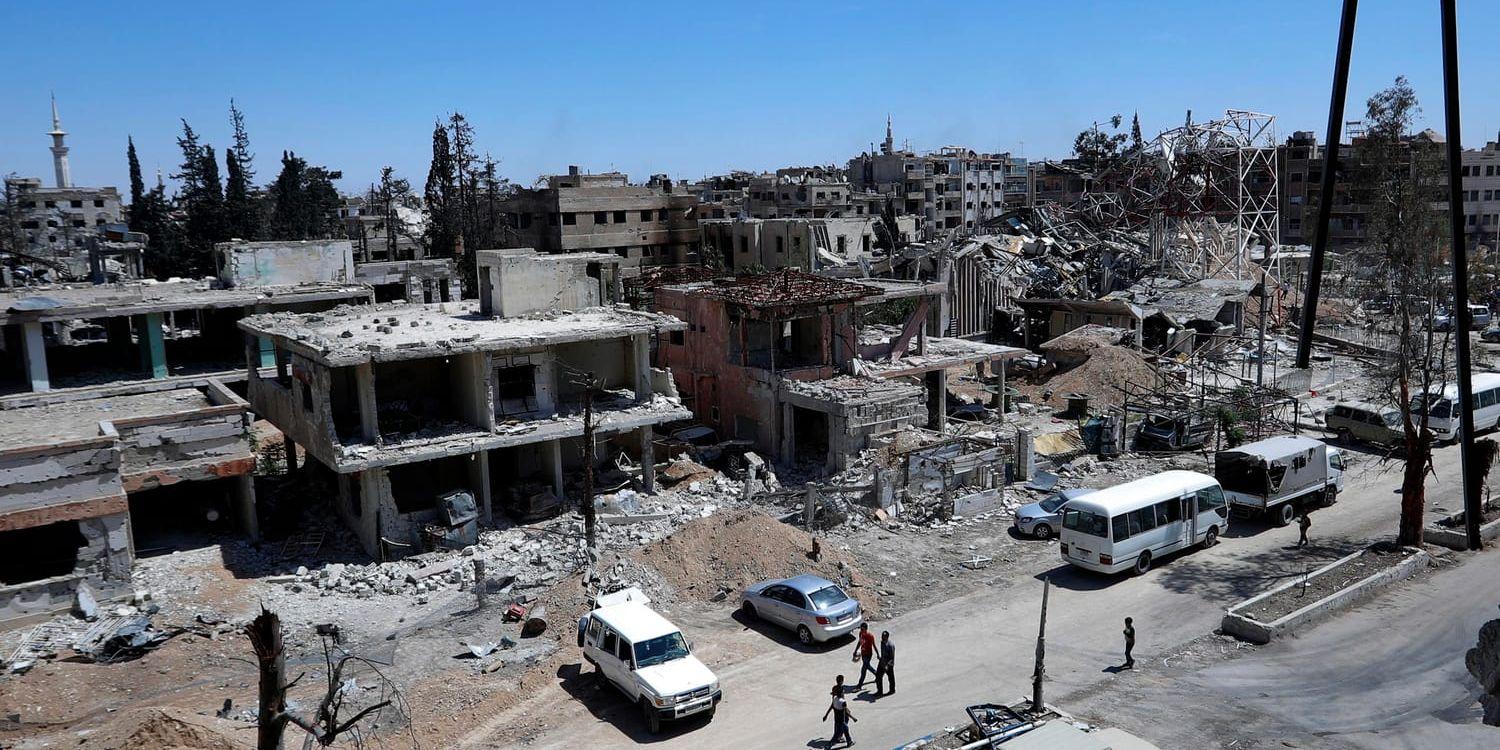 Förödelsen är stor i Douma, Syrien, där experter från OPCW väntar på att få gå in och utreda om en kemvapenattack ägde rum. Arkivbild.