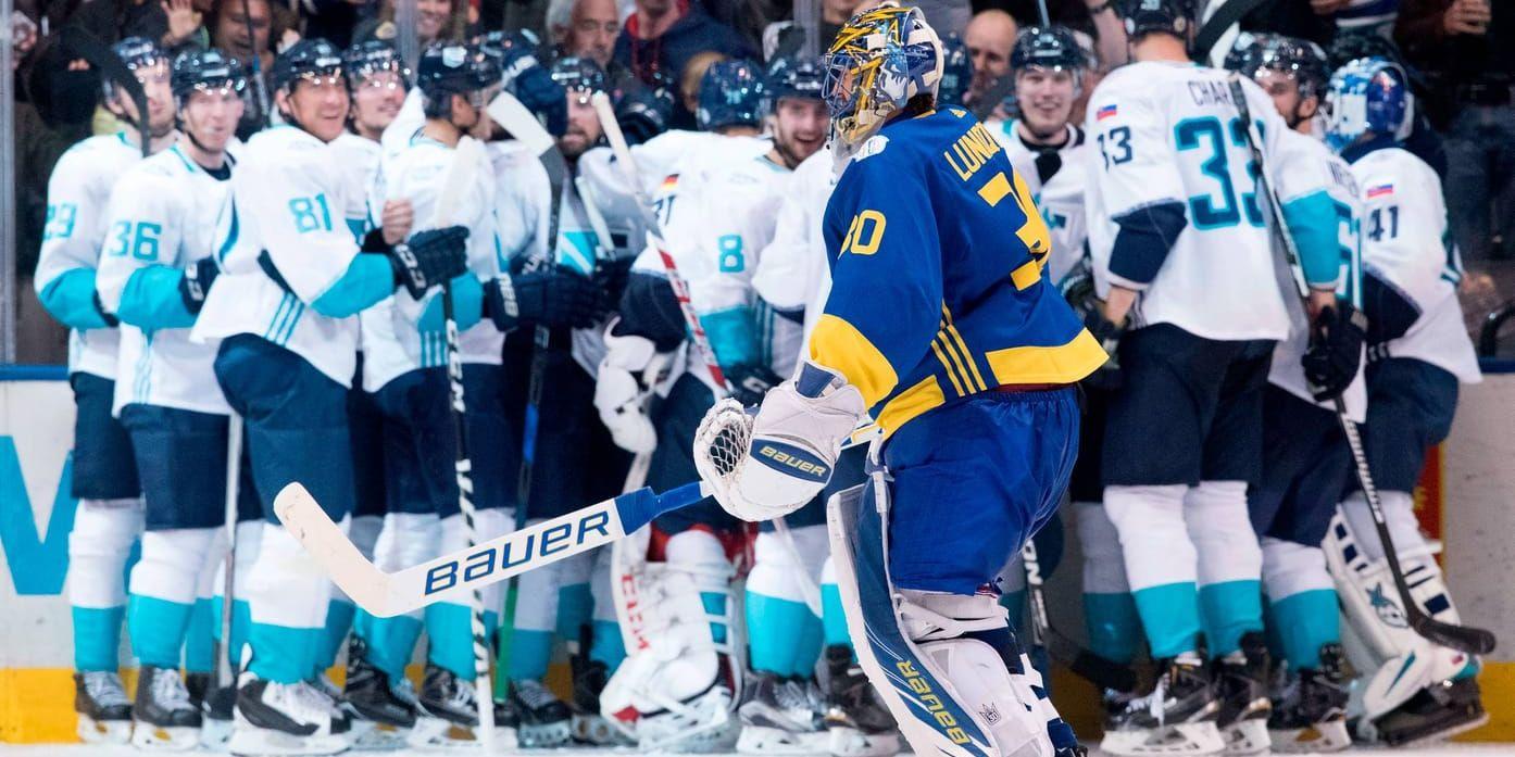 Sverige förlorade tungt mot Europalaget i semifinalen i World Cup i ishockey.