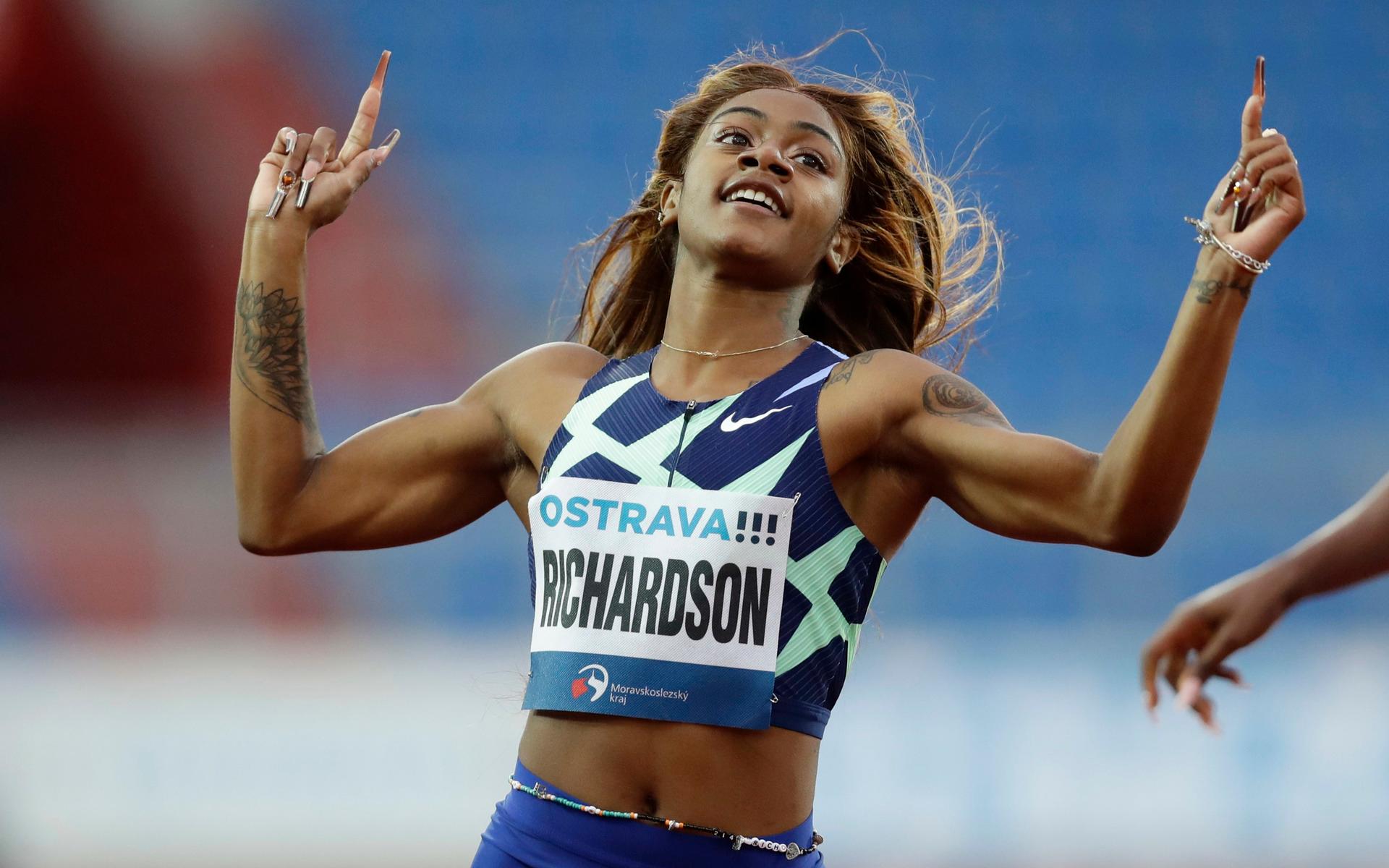 Sha&apos;Carri Richardson sprang på 10,72 på 100 meter i april 2021. 