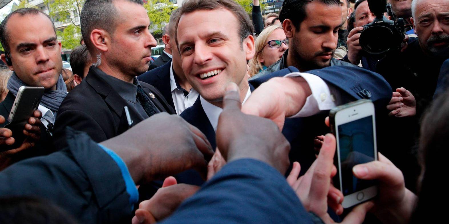 Mittenvänsterliberale Emmanuel Macron, som representerar det bara ett år gamla partiet En marche. Arkivbild.