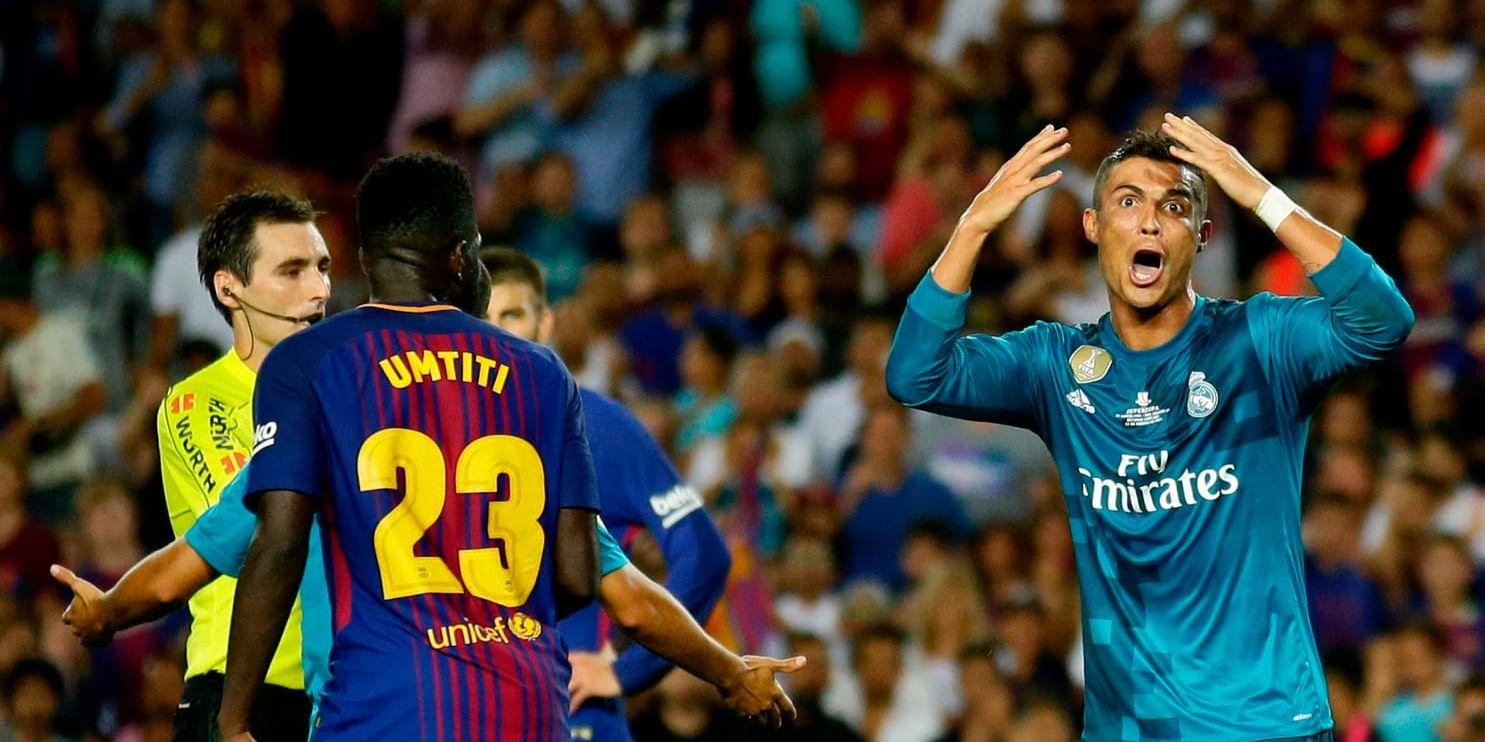 Cristiano Ronaldos reaktion på sitt andra gula kort i Spanska supercupen mot Barcelona.