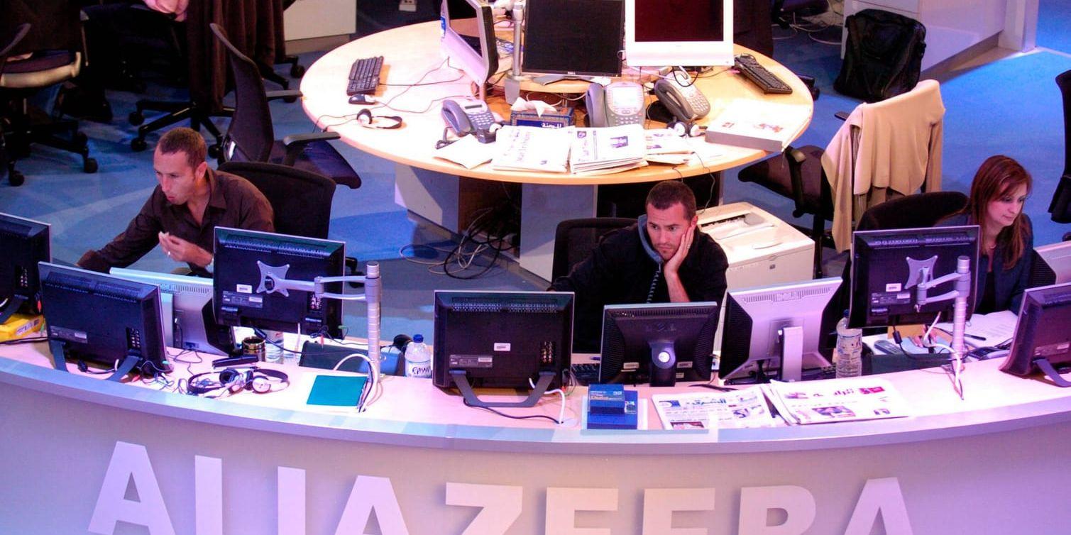 En sändning förbereds på al-Jaziras redaktion i Qatars huvudstad Doha. Arkivbild.