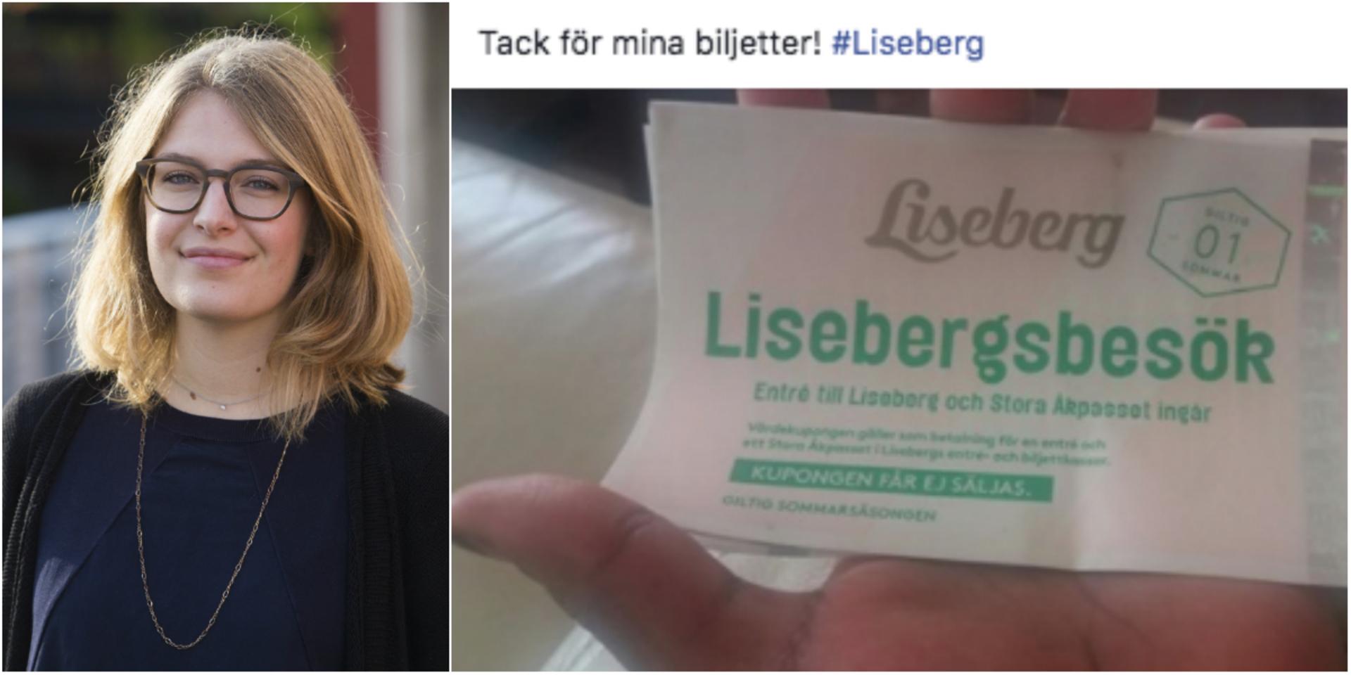 Ebba Källeskog är pressansvarig på Liseberg. Enligt henne är det mycket ovanligt att Liseberg ger bort gratisbiljetter.
