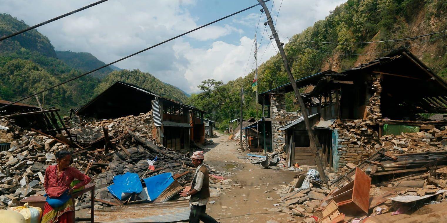 Jordbävningen i Gorkhadistriktet i Nepal 2015 var en av de jordbävningar som undersöktes. Arkivbild.