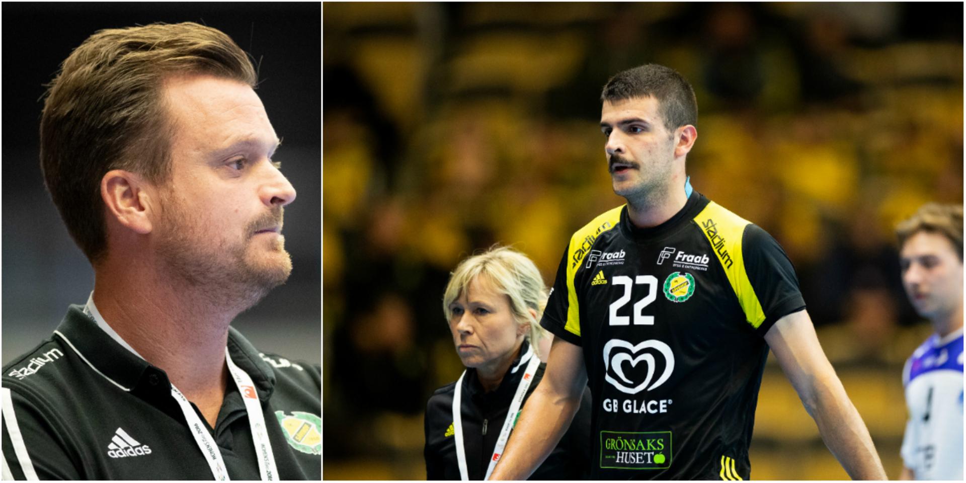Sävehofs tränare Kristian Berndtsson och Gzim Salihi.