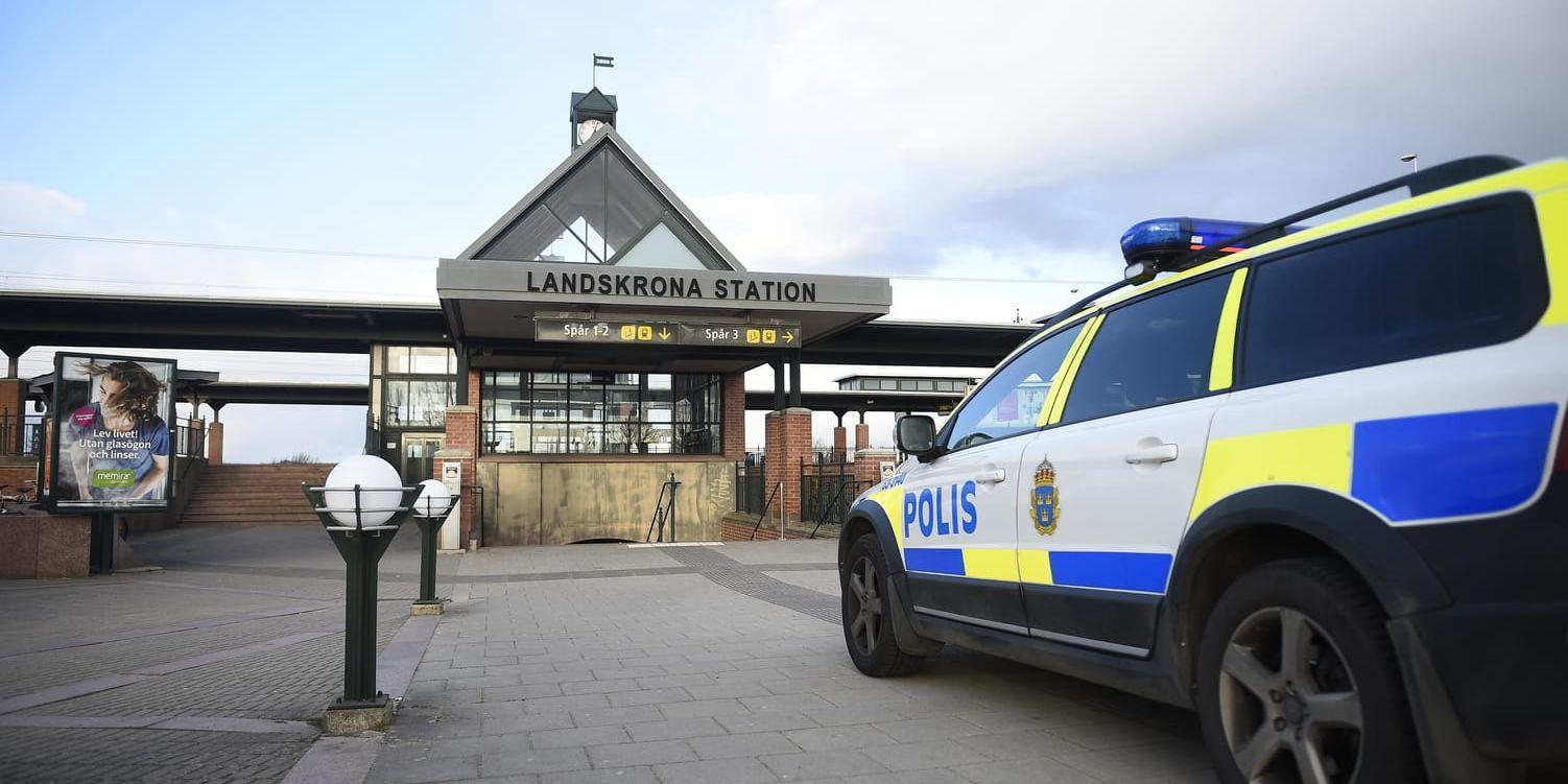 Den nu dömde mannen greps på stationen i Landskrona i september förra året, efter ett ingripande av en tågvärdinna och en passagerare. Arkivbild.