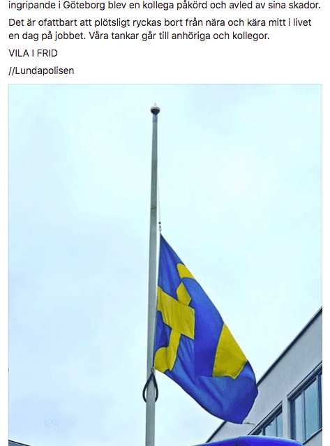 Liksom på många polisstationer runt om i landet, som skickade en hälsning med omtanke till kollegorna i Göteborg.
