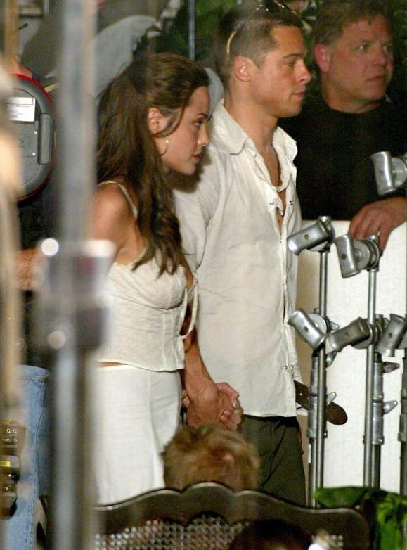 En bild på Brad Pitt och Angelina Jolie under inspelningarna av Mr and Mr Smith. Bild: Stella Pictures