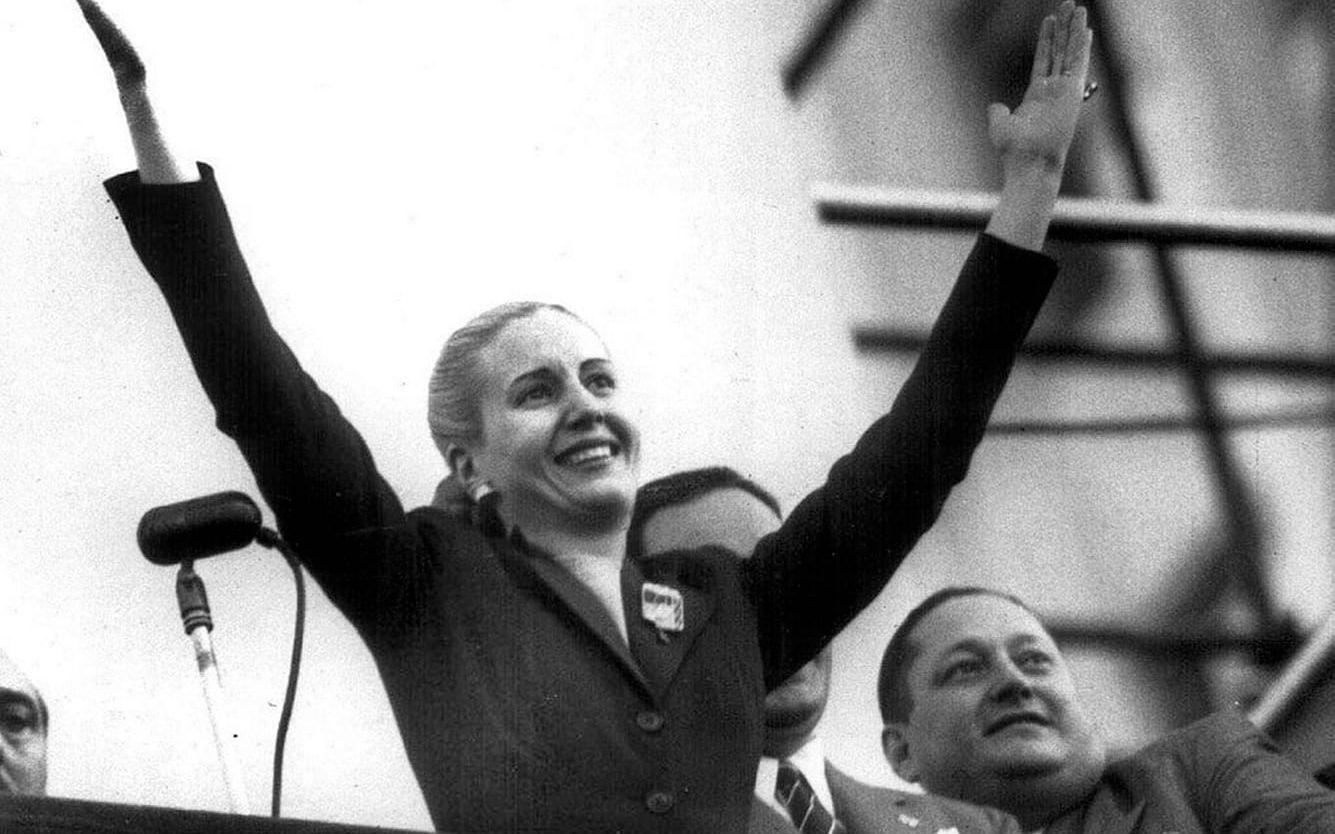 Eva Peron var kanske världens mest ikoniska presidenthustru. Hon hade stort politiskt inflytande i Argentina och 1947 drev hon igenom kvinnlig rösträtt i landet.  Bild: TT