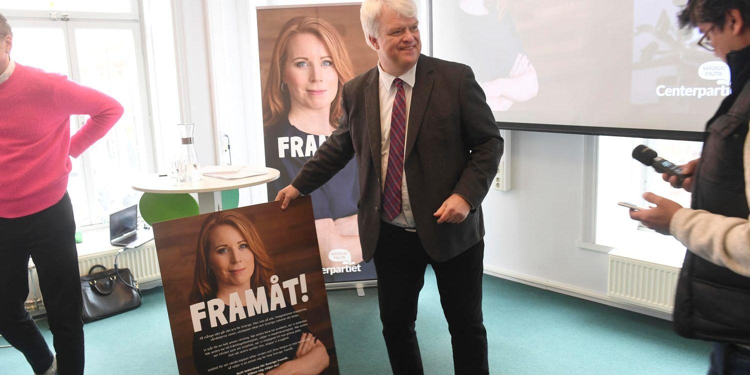 Centerpartiets partisekreterare Michael Arthursson presenterar partiets valkampanj.