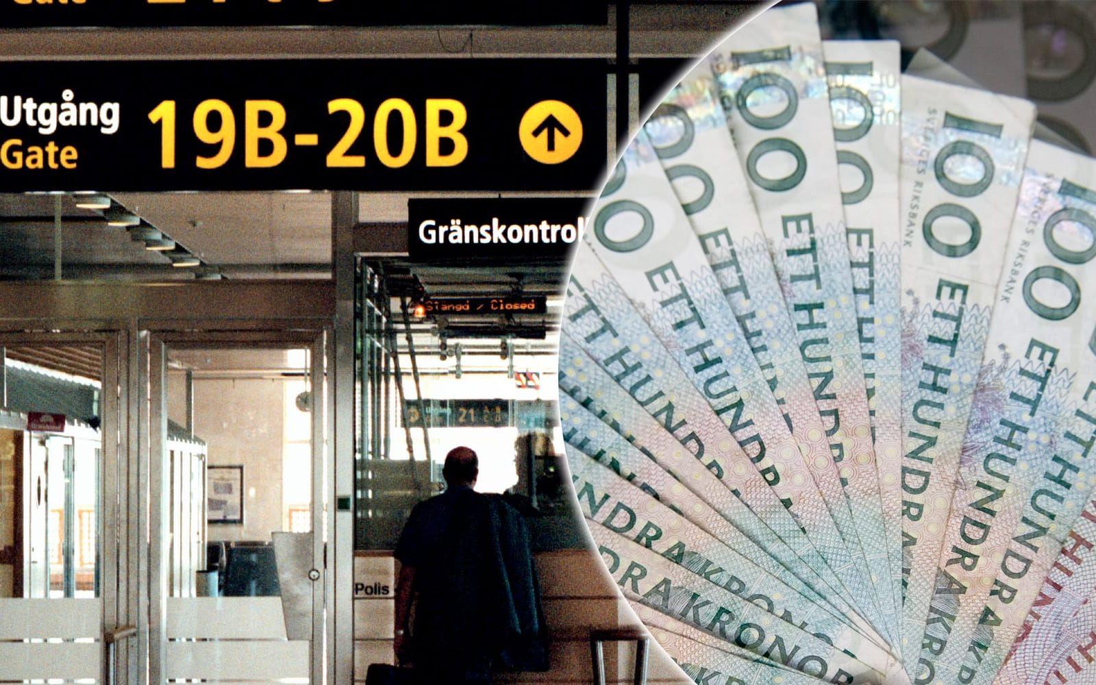 Operationen pågick under en vecka i mars. På Sveriges internationella flygplatser beslagtogs över 600 000 kronor i kontakter och värdeföremål till ett uppskattat värde av omkring 400 000 kronor. FOTO: Stefan Berg/TT
