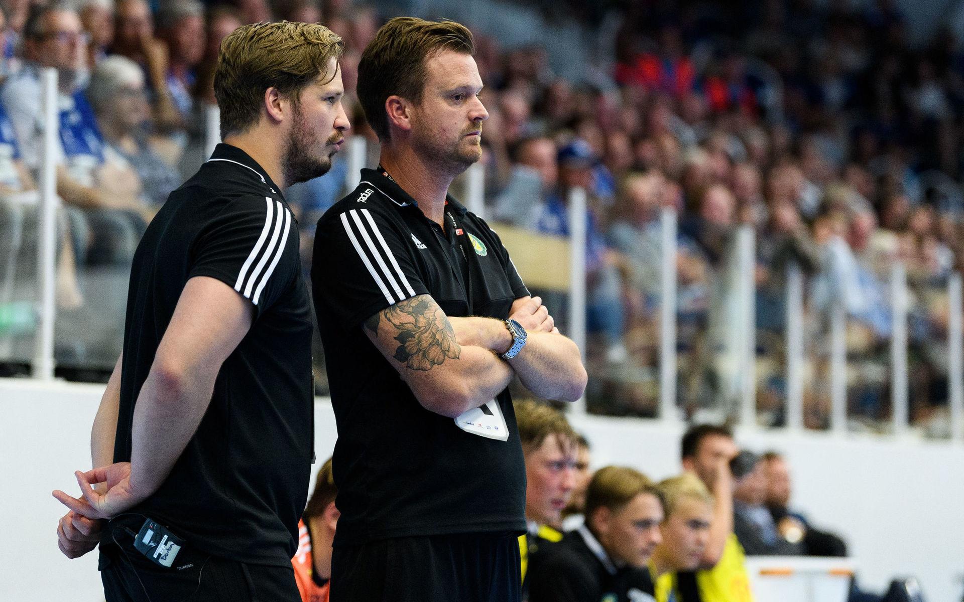Sävehofs assisterande tränare och sportchef Emil Berggren samt tränare Kristian Berndtsson.