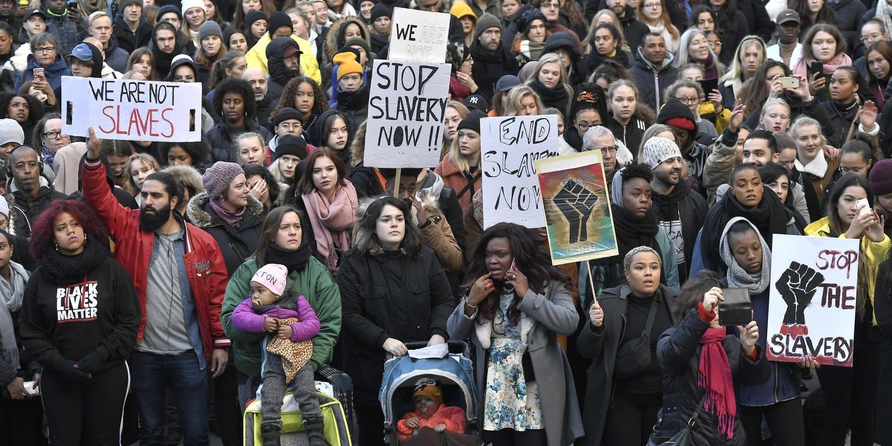 Demonstrationer i Stockholm mot slavhandeln i Libyen.