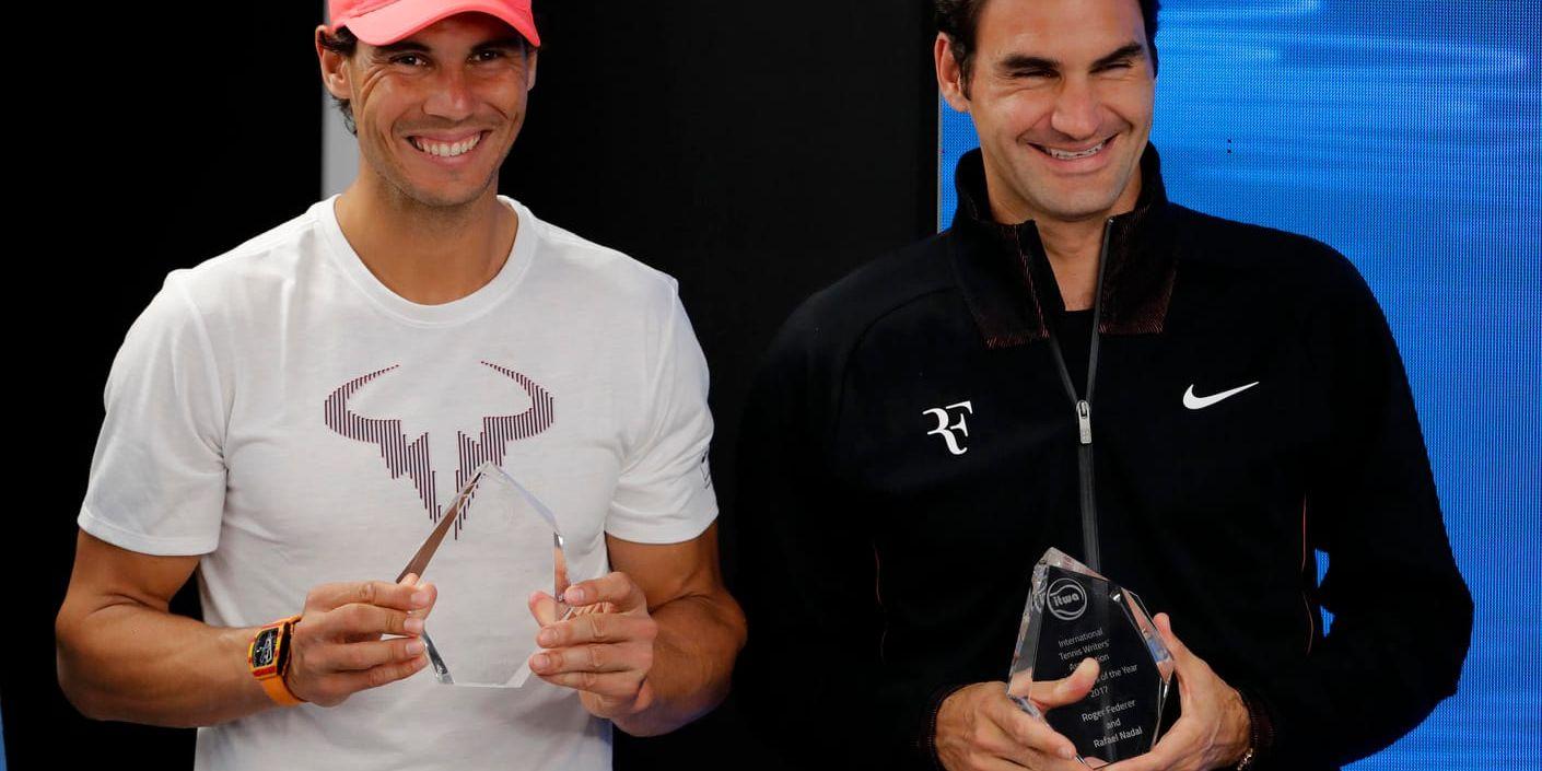 Roger Federer, till höger, siktar på att passera Rafael Nadal, till vänster, på världsrankningen nästa vecka.