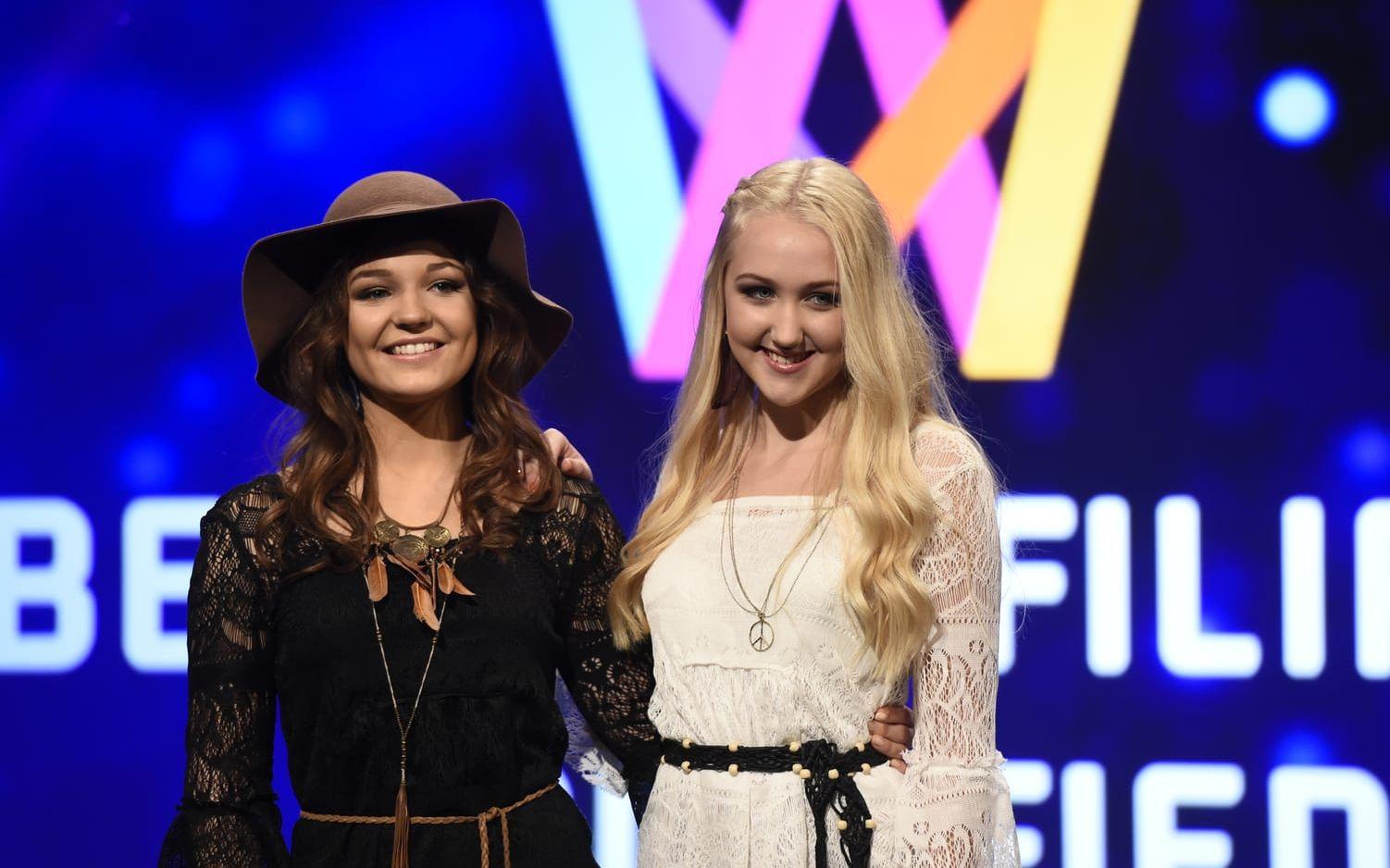 Bella och Filippa, en av artisterna i startfältet för Melodifestivalen 2017. Bild: Jessica Gow: TT