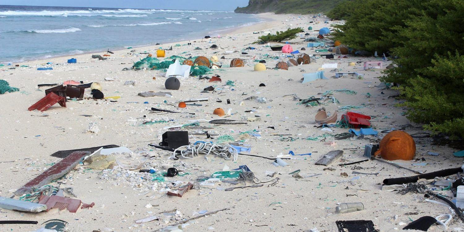 Miljöorganisationer hyser tvivel om olje- och plastindustrins initiativ för att minska plastavfallet. Här är plast som flutit i land på ön Henderson Island, mitt i Stilla havet. Arkivbild från 2015.