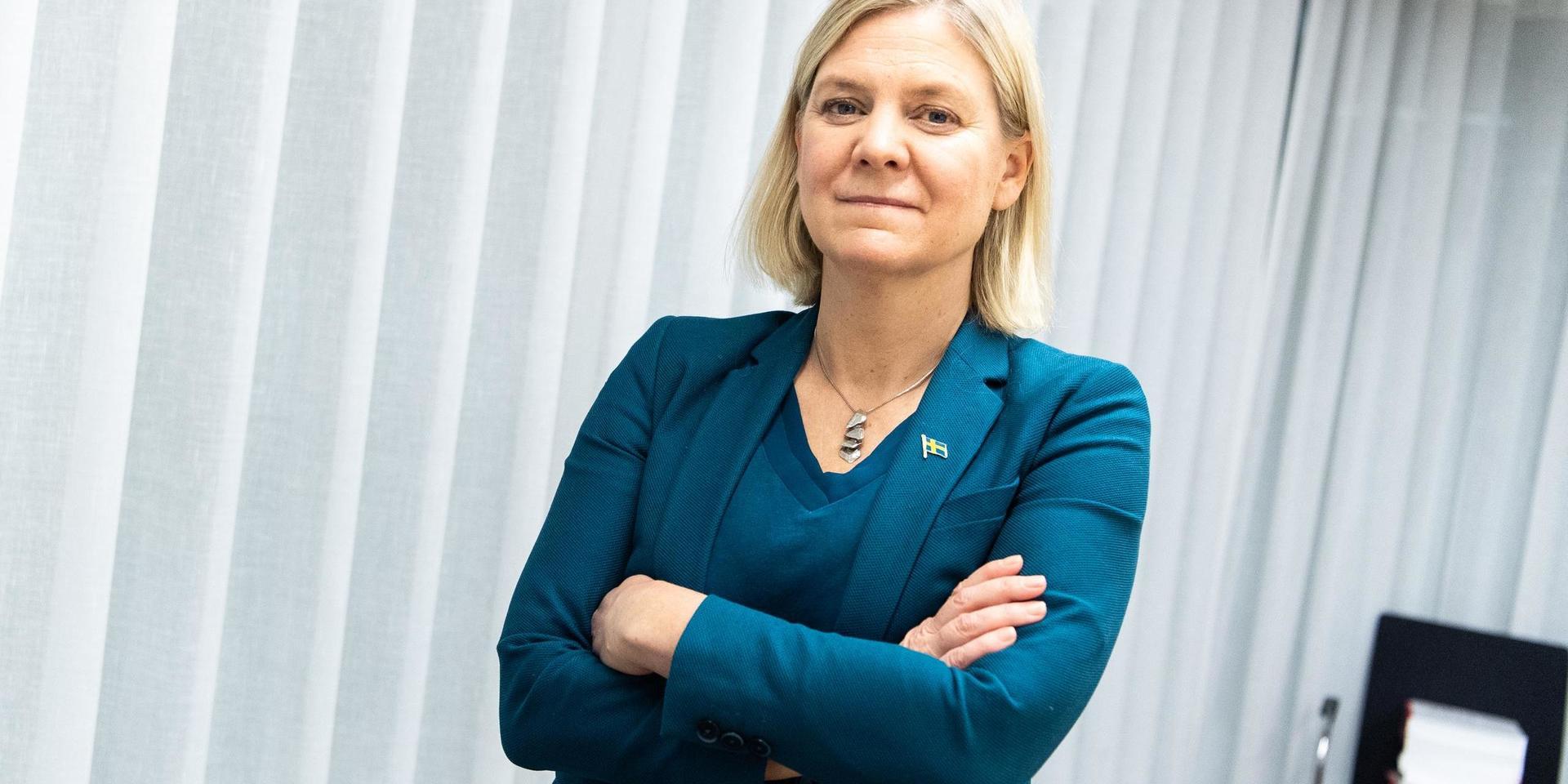 Finansministern Magdalena Andersson (S) i TT-intervju om coronaåret. Foto: Amir Nabizadeh / TT / KOD 120040