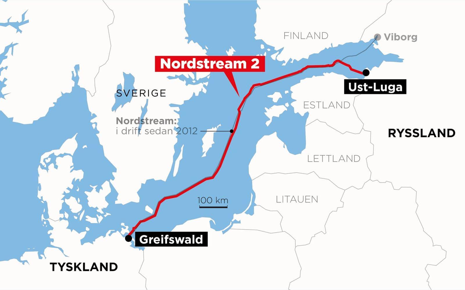 Webbkarta över gasledningens sträckning.