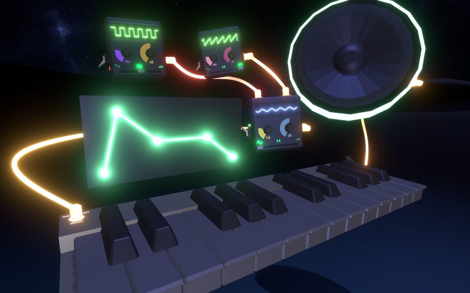 <strong>LEK DEMONPRODUCENT:</strong> En verklig musikstudio är full av rattar och reglage som kan skrämma bort vem som helst. I en virtuell musikstudio kan du simulera mängder med instrument utan att vara rädd att förstöra något. Alla ljud som du jobbar med styrs med och kopplas via virtuella kontroller så det är mycket lite som kan gå fel. Foto: Sound Stage / Steam