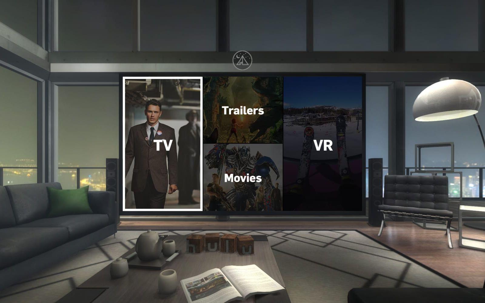 <strong>KOLLA PÅ FILM MED VÄNNER: </strong>VR-företag erbjuder redan idag möjligheten att hänga med kompisar i virtuella rum där ni kan titta på film ”tillsammans”. Oklart vem som får hålla i fjärrkontrollen. Foto: Hulu