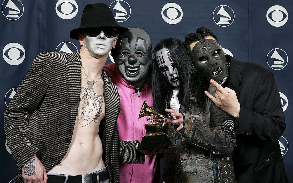 SLIPKNOT: Amerikanskt metalband som oftast använder sig av masker både på scen och galor. Foto: TT.