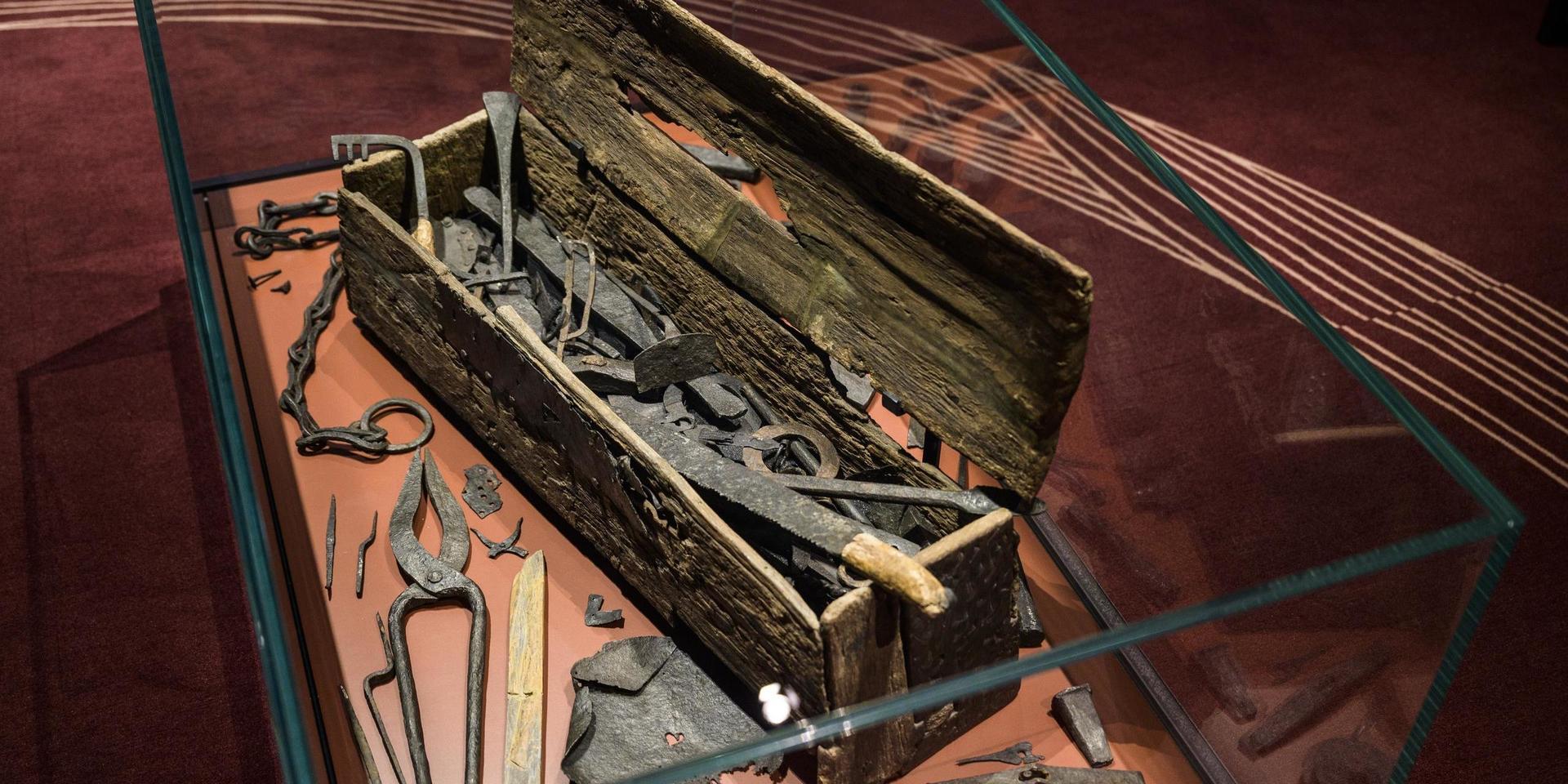 En verktygslåda från vikingatiden, som hittades vid grävningsarbeten 1936 i träskmarken Mästermyr, ett par kilometer nordväst om Hemse på Gotland. Där fanns bland annat tänger, släggor och hammare för metallhantverk och smide samt verktyg som sågar, skavjärn, raspar och yxor.
