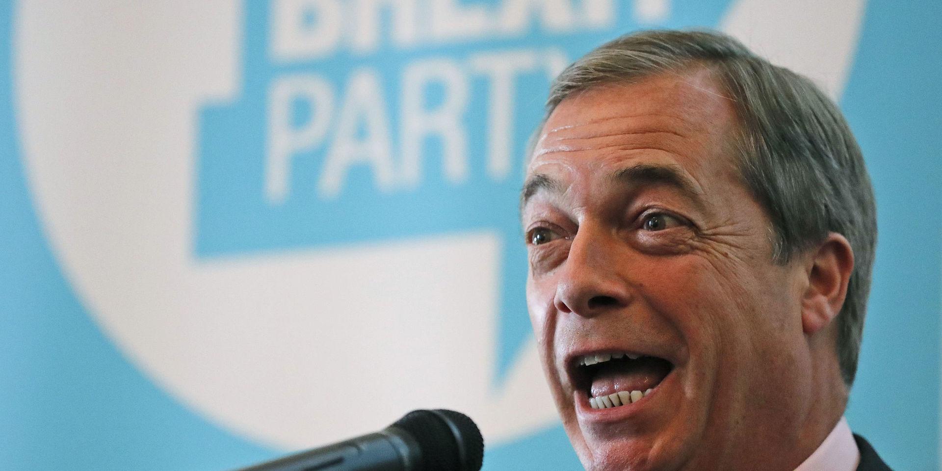 Brexitpartiets ledare Nigel Farage. Arkivfoto.