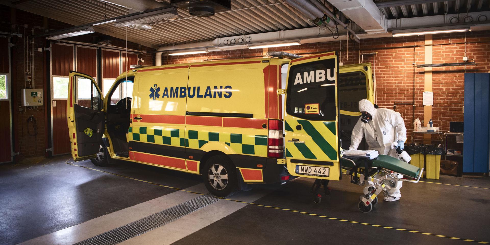 Saneringen av ambulanser vid akuten i Mölndal, så som den såg ut när företaget Ocab hade uppdraget. Nu har Regionservice tagit över, med protester som följd.