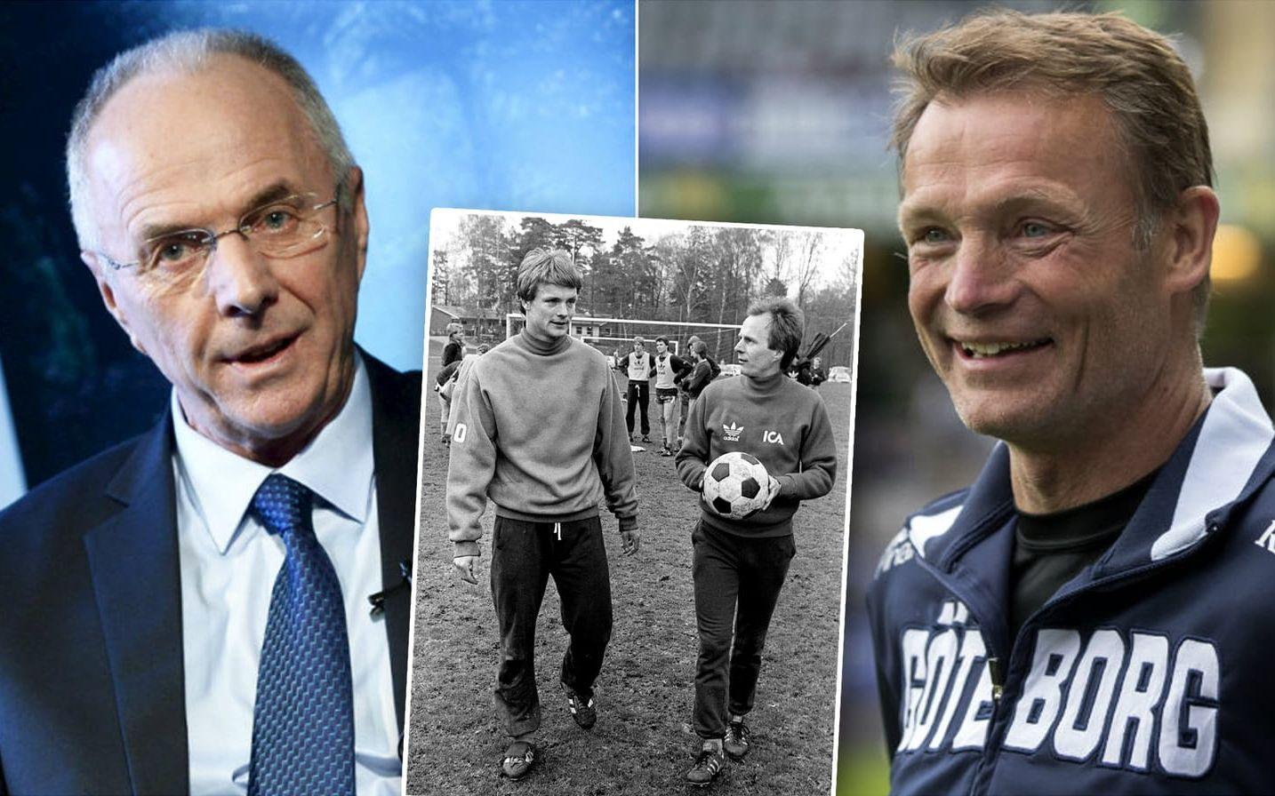 Sven-Göran Eriksson hyllar IFK Göteborgs Torbjörn Nilsson ordentligt. Bild: TT.