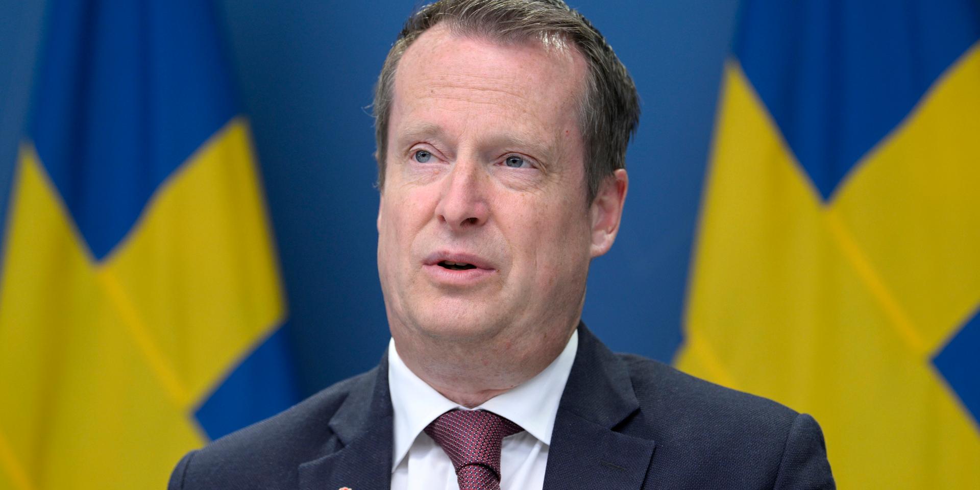 STOCKHOLM 20220608 Integrations- och migrationsminister Anders Ygeman (S) presenterar en nyhet om arbetskraftsinvandring. Foto: Henrik Montgomery/TT/ kod 10060