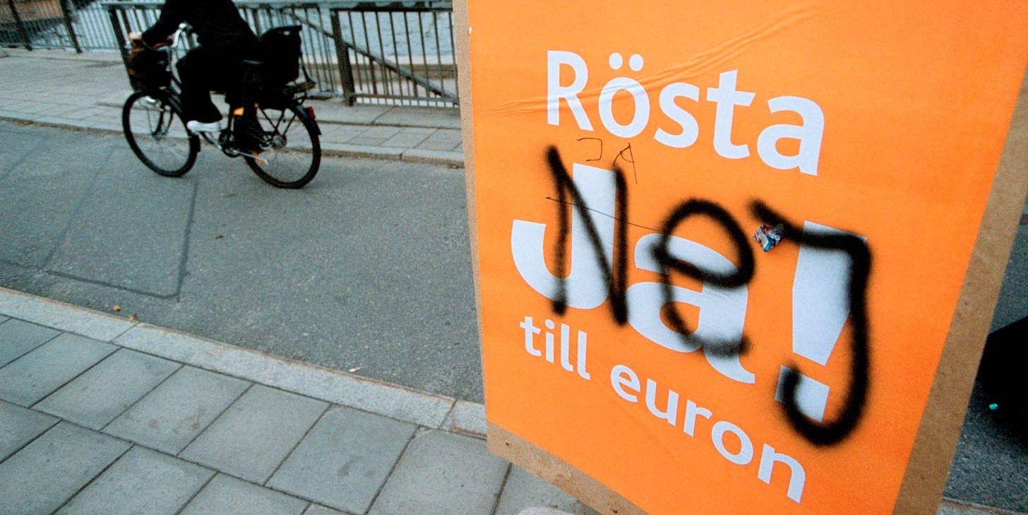 Sverige röstade nej till euron 2003. Det var ett klokt beslut. Arkivbild.
