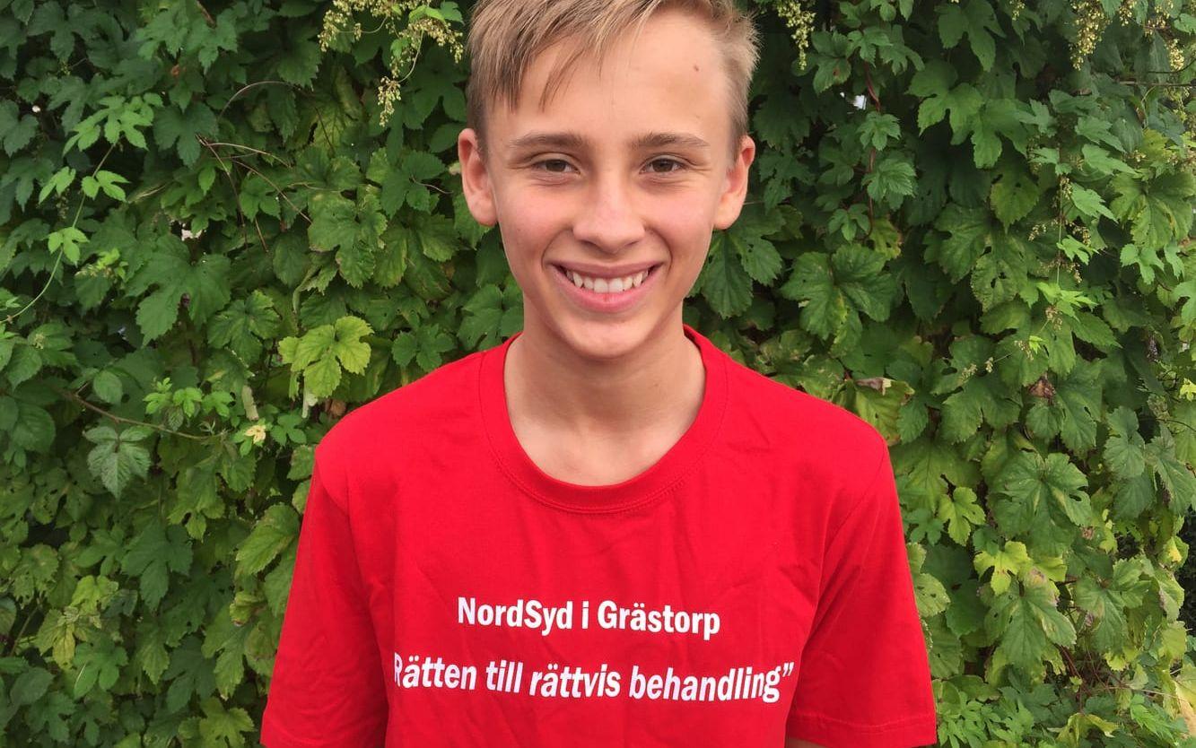 Albin Blomster, 14, får på söndag – som yngste pristagare någonsin –motta Raoul Wallenbergs pris Ungt kurage. Bild: Privat
