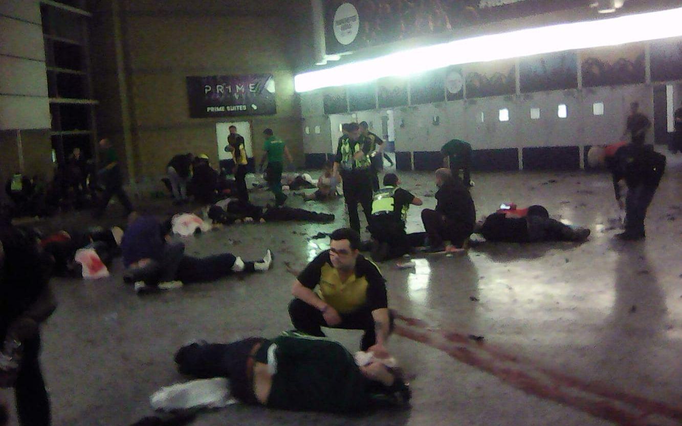 22 personer miste livet och 120 skadades i måndagens attack på Manchester Arena. Bild: TT