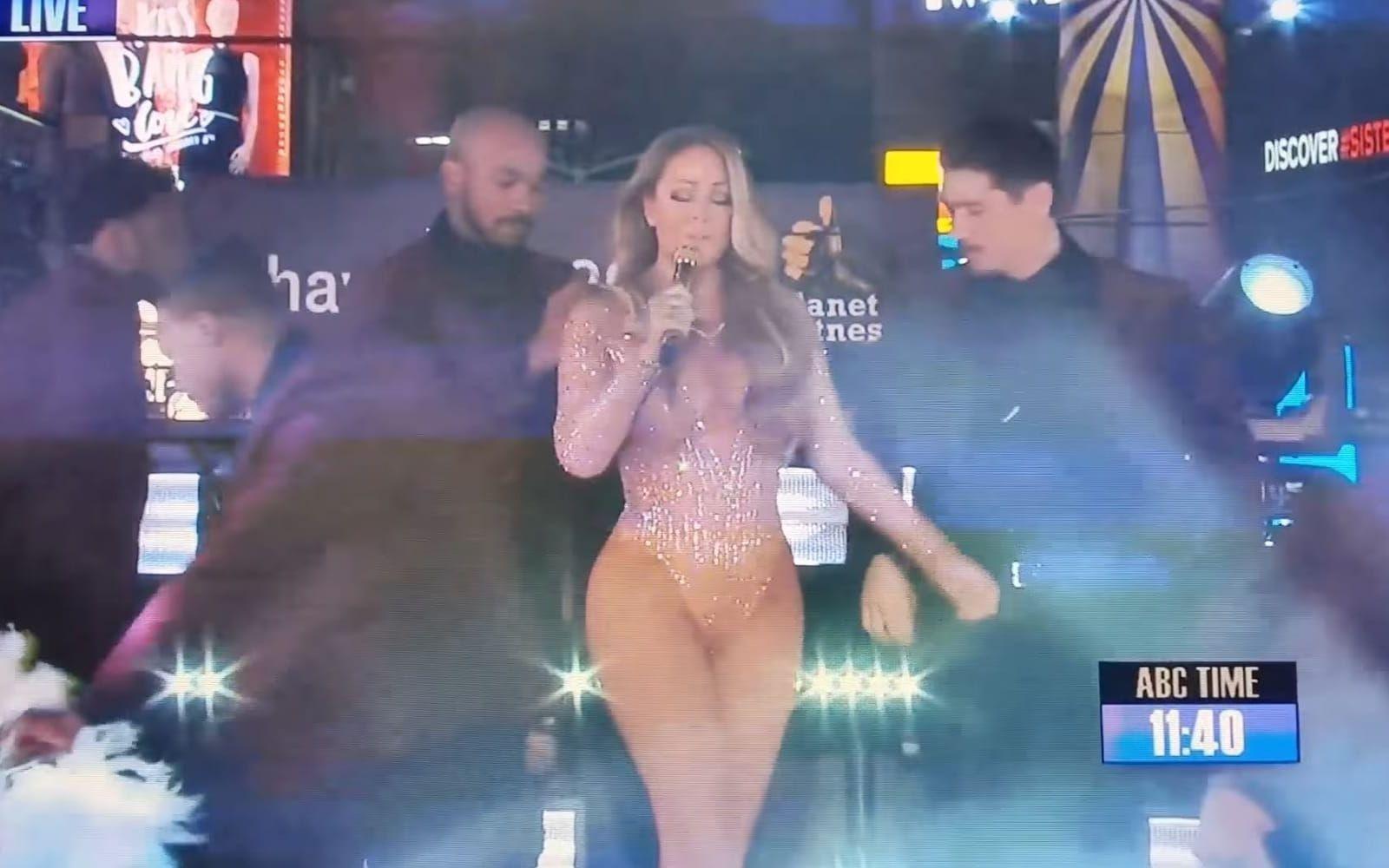 Under Mariah Careys nyårsframträdande gick det inte som planerat. Foto: Skärmdump.