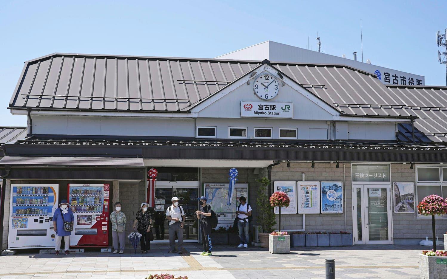 Ett stationshus i Iwateprefekturen i norra Japan vid en tsunamivarning i juli 2025.