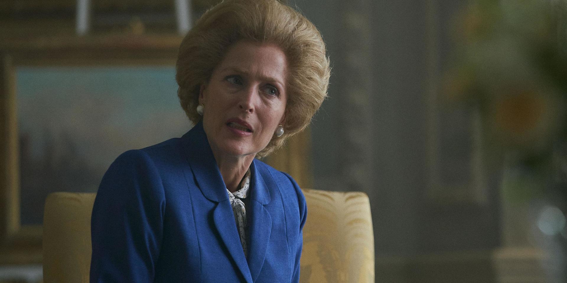 Gillian Anderson som Margaret Thatcher i brittiska Netflixserien 'The crown'. Arkivbild.