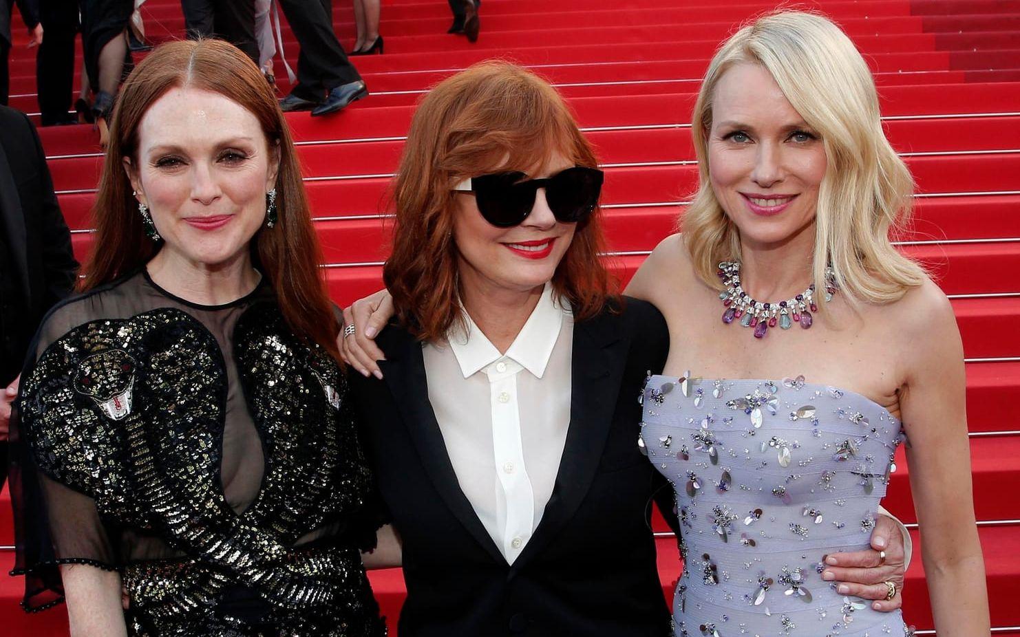 Julianne Moore, Susan Sarandon och Naomi Watts under filmfestivalen i Cannes. Foto: TT.