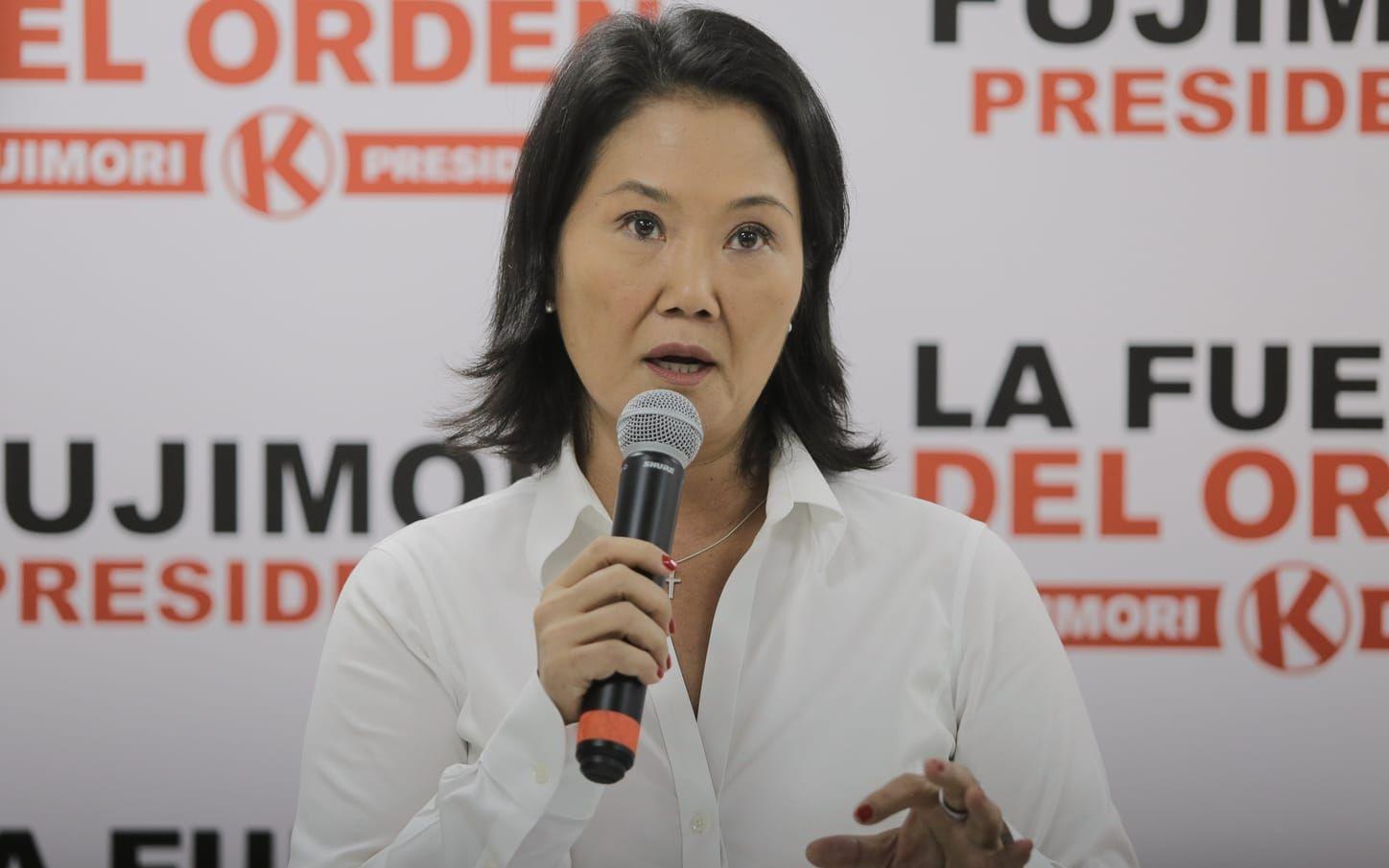 Presidentkandidaten Keiko Fujimori under en presskonferens tidigare i veckan.