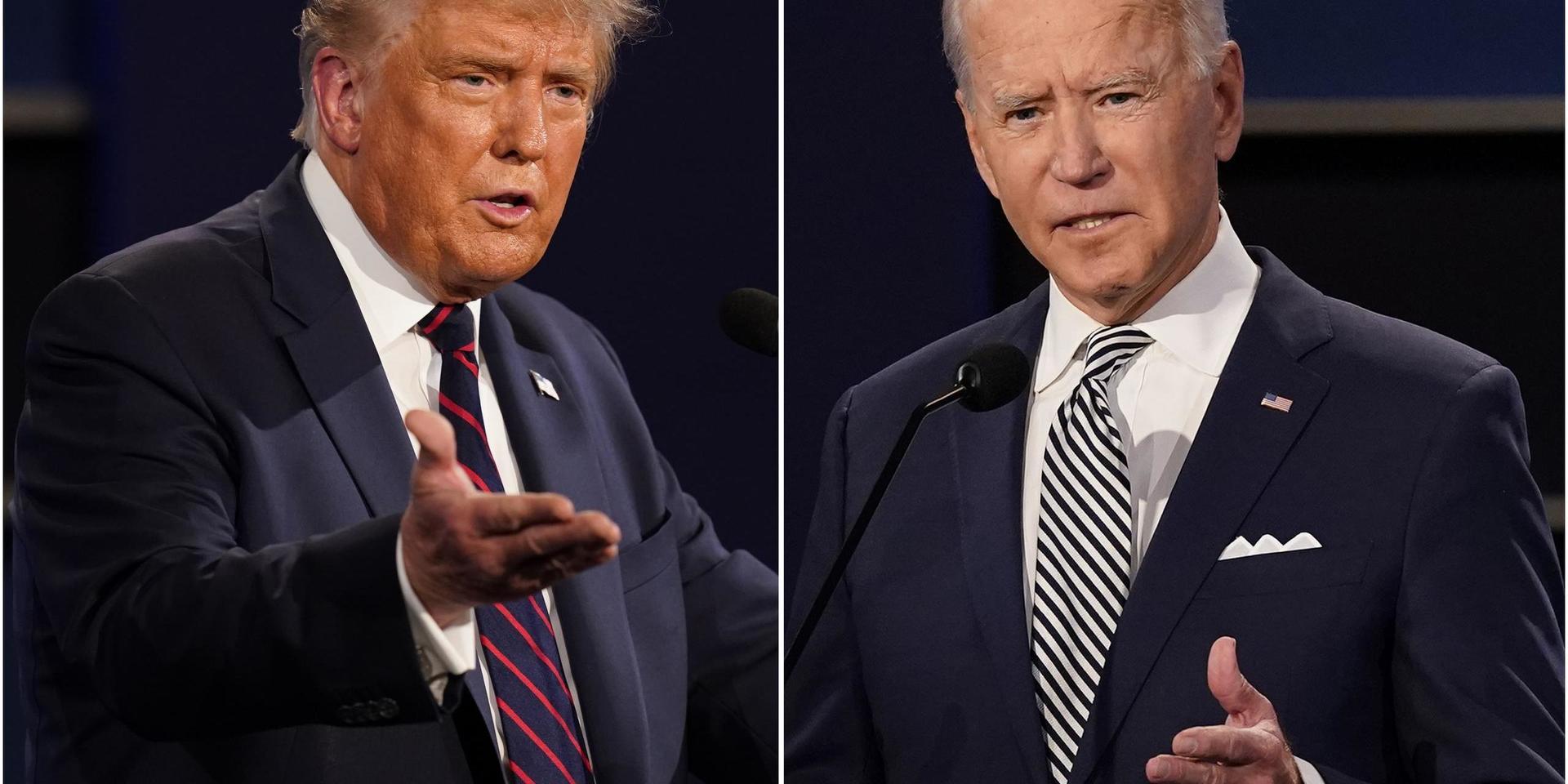 Donald Trump och Joe Biden under den första debatten i Cleveland, Ohio.