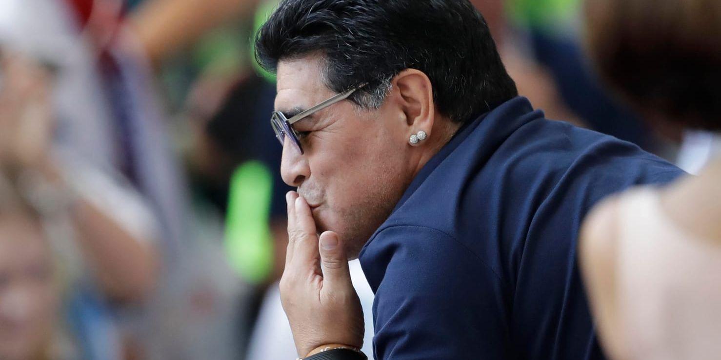 Argentinske tidigare fotbollslegendaren Diego Maradona blir tränare i Mexiko. Arkivbild.