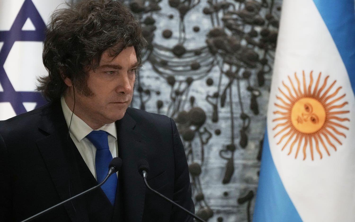 Argentinas president Javier Milei vid ett besök i Jerusalem tidigare i april. 