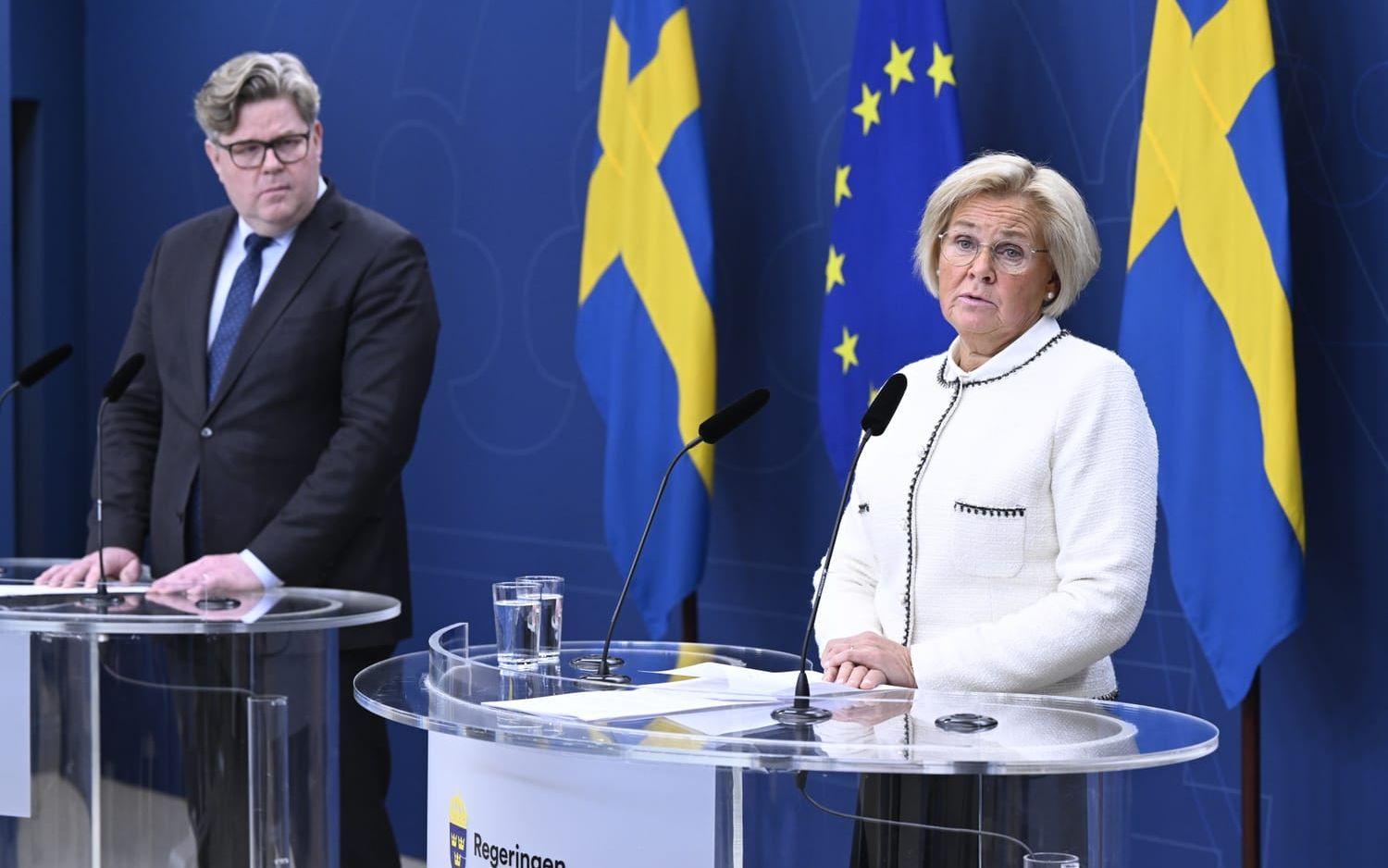 Petra Lundh presenteras som ny rikspolischef av justitieminister Gunnar Strömmer (M) under en pressträff den 17 november. Arkivbild.